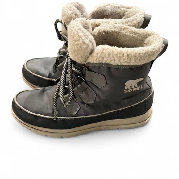 Sorel Shoes - Sorel Explorer Carnival Waterproof Winter Boots Women 6.5 Gray Faux Fur Lined